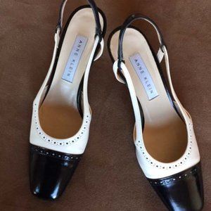 ANNE KLEIN B/W SPECTATOR LEATHER SLINGBACK SHOES